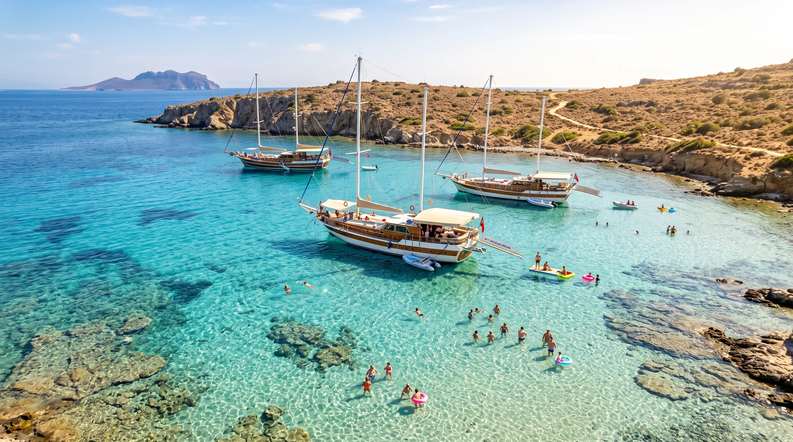 Orak Adası’nın turkuaz koyunda Bodrum tekne turu